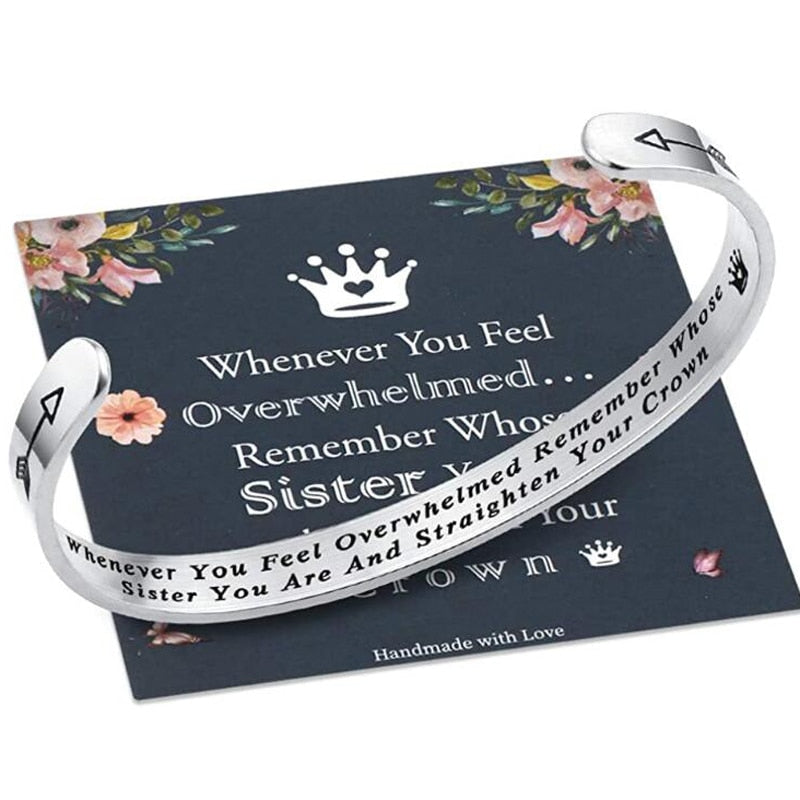 Whenever You Feel Overwhelmed Remember Whose Straighten Your Crown Bracelet, Engraved Inspirational Bangle Gift for Mom Daughter - Executive-Skincare