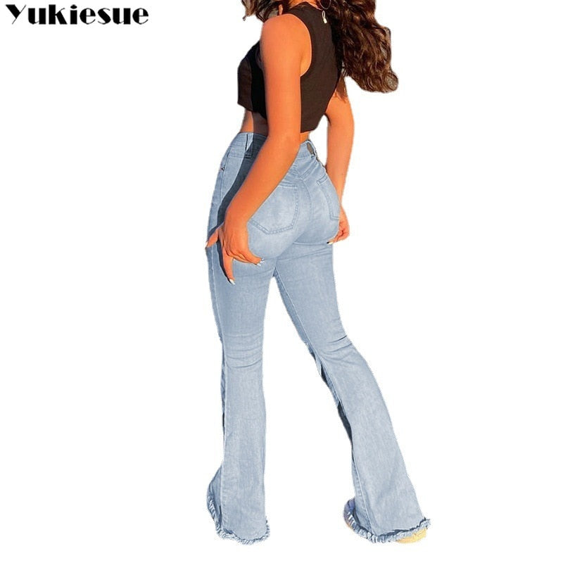 flare Pants Female Women&#39;s Jeans clothes Boyfriend Jeans Women Jeans Pants High Waist Mom Ripped Jeans 2021 Stright Trousers - Executive-Skincare