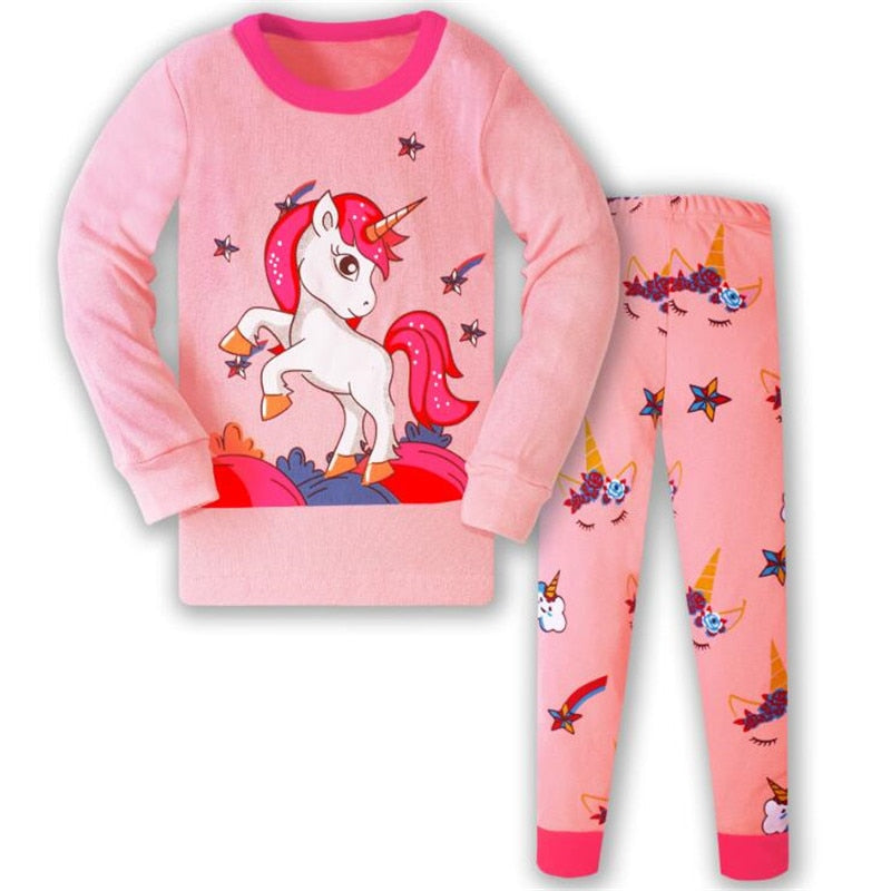 Unicorn Girls Pajamas Set Kids Baby Spring Autumn Sweet Suit Cartoon Infantil Children Sleepwear Clothes - Executive-Skincare