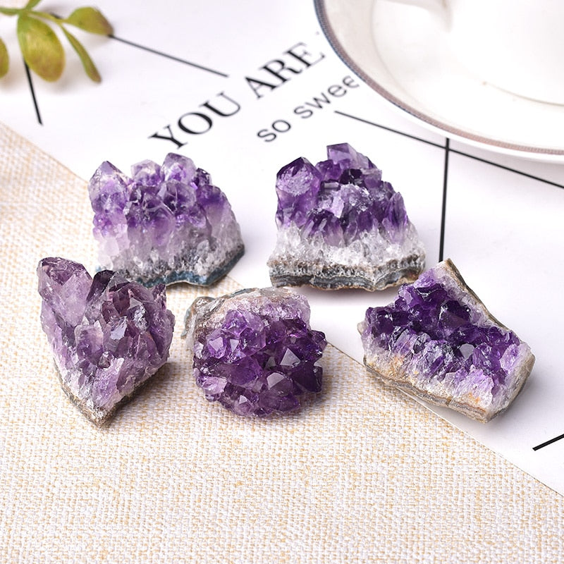 1PC Natural Amethyst Crystal Cluster Quartz Raw Crystals Healing Stone Decoration Ornament Purple Feng Shui Stone Ore Mineral - Executive-Skincare