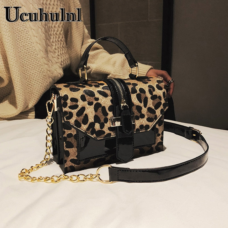 Leopard Print Small Flap Bags Women Bag Over Shoulder Luxury Handbags Women Bags Designer Lady Leather Plush Messenger Bag - Executive-Skincare