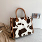 Top-Handle Bags Retro Cow Leopard Print PU Leather Plush Design Autumn Winter Fashion Small Women Small Handbags - Executive-Skincare