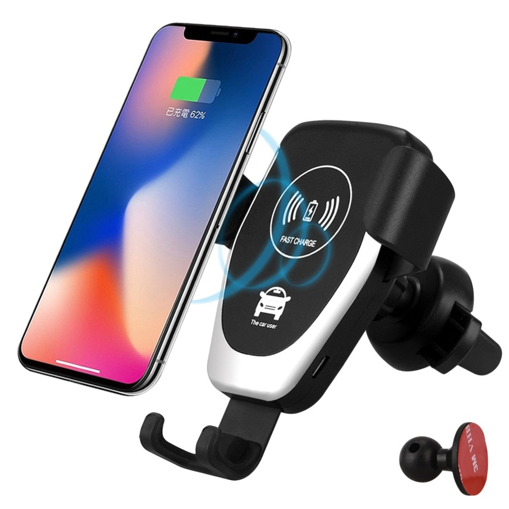 10W Automatic Clamping Qi Wireless Car Charger Mount For IPhone 13 12 11 XS XR 8 Fast Charging Phone Holder for Samsung S21 S20 - Executive-Skincare