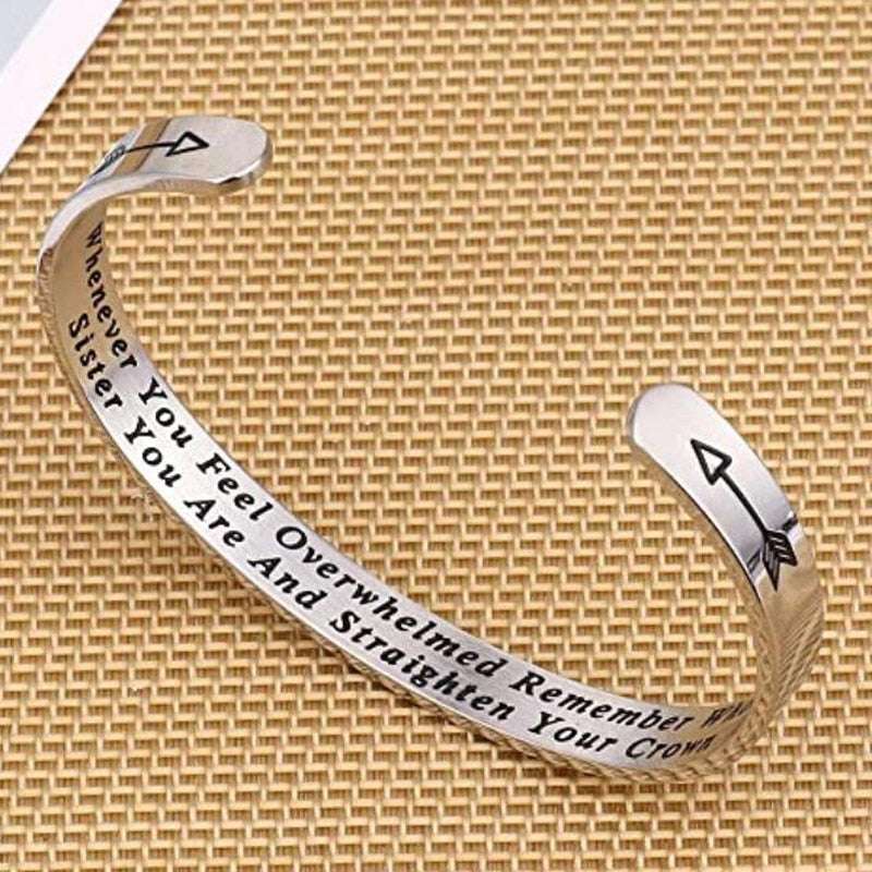 Whenever You Feel Overwhelmed Remember Whose Straighten Your Crown Bracelet, Engraved Inspirational Bangle Gift for Mom Daughter - Executive-Skincare