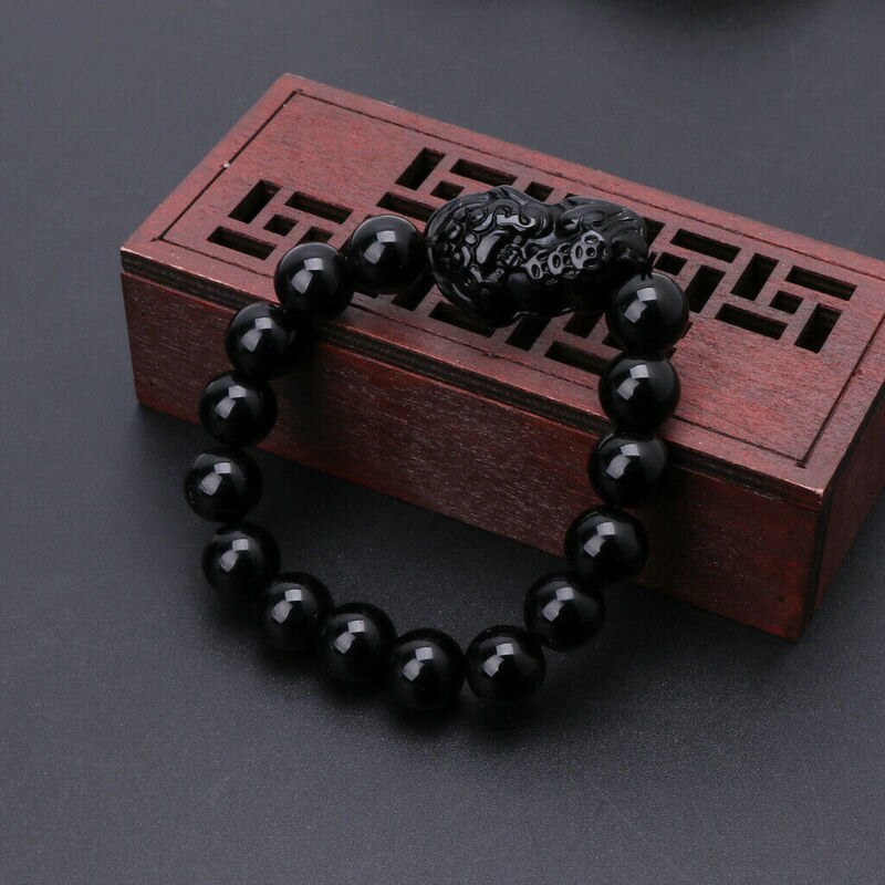 1pc Feng Shui  Pi Xiu Bracelet Attract Wealth and Good Luck Obsidian Stone Wealth Bracelet - Executive-Skincare