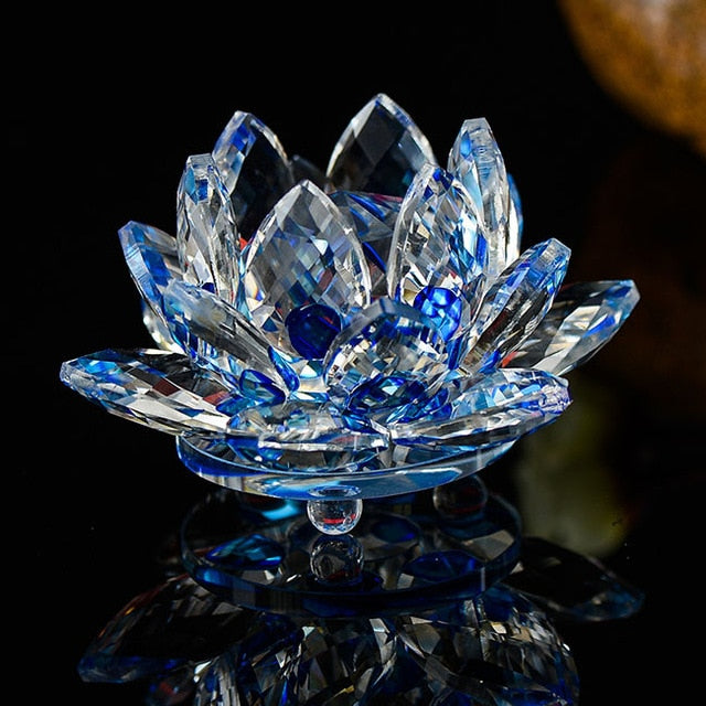 80 mm Feng shui Quartz Crystal Lotus Flower Crafts Glass Paperweight Ornaments Figurines Home Wedding Party Decor Gifts Souvenir - Executive-Skincare