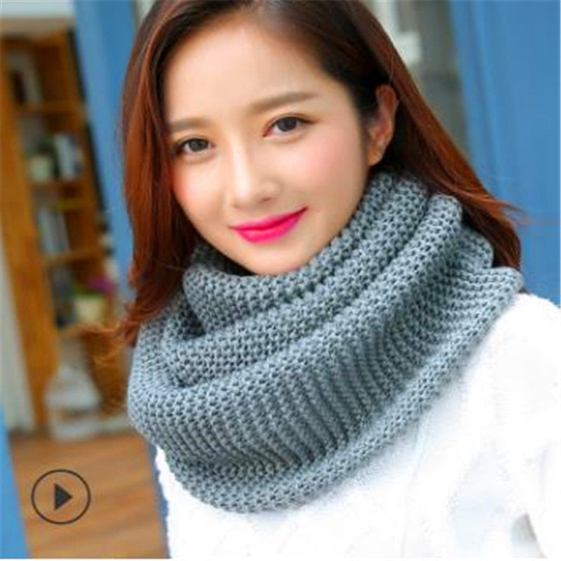 Winter new han edition scarves knitting wool collar woman with thick warm pure color 2 trap head scarf CN009 - Executive-Skincare