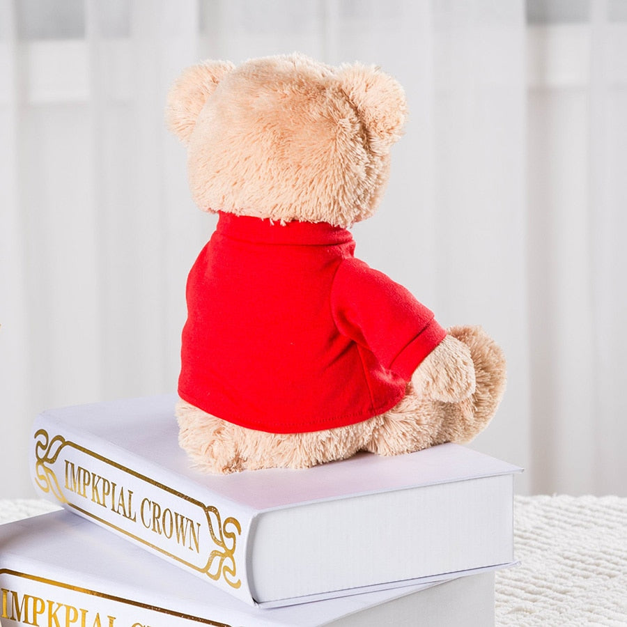 Message Bear Stuffed Animals Plush Toy I Love You Teddy Bear with Removable T-Shirt Gift for Kids, 11&quot; - Executive-Skincare