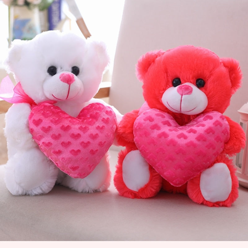 1PC 35CM Sweet Love Teddy Bear Hugging Heart Bear Doll Stuffed Plush Toy  Valentines Gift for Girlfriend Kids - Executive-Skincare