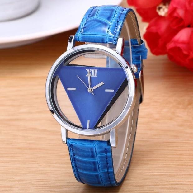 Fashion Hollowed Transparent Watches Women Triangular Watches Casual Leather Band Quartz Wristwatch Reloj Mujer Relogio Feminino - Executive-Skincare