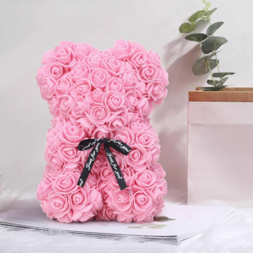 25cm/40cm Rose Bear Valentine&#39;s Day Artificial Flower Teddy Rose Bear 2022 New Year Christmas Decoration Women Valentines Gifts - Executive-Skincare