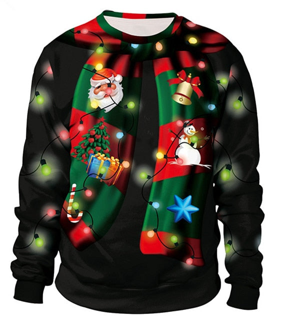 Unisex 2021 Ugly Christmas Sweater For Holidays Santa Elf Christmas Funny Fake Hair Sweater Autumn Winter Blouses Clothing - Executive-Skincare