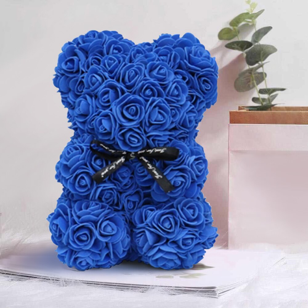 25cm/40cm Rose Bear Valentine&#39;s Day Artificial Flower Teddy Rose Bear 2022 New Year Christmas Decoration Women Valentines Gifts - Executive-Skincare