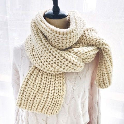 2020 Fashion Women Knitted Scarf Winter Warm Thick Long Handmade Wool Scarves Korean Sweet Solid Color Soft Scarfs Mujer Femme - Executive-Skincare