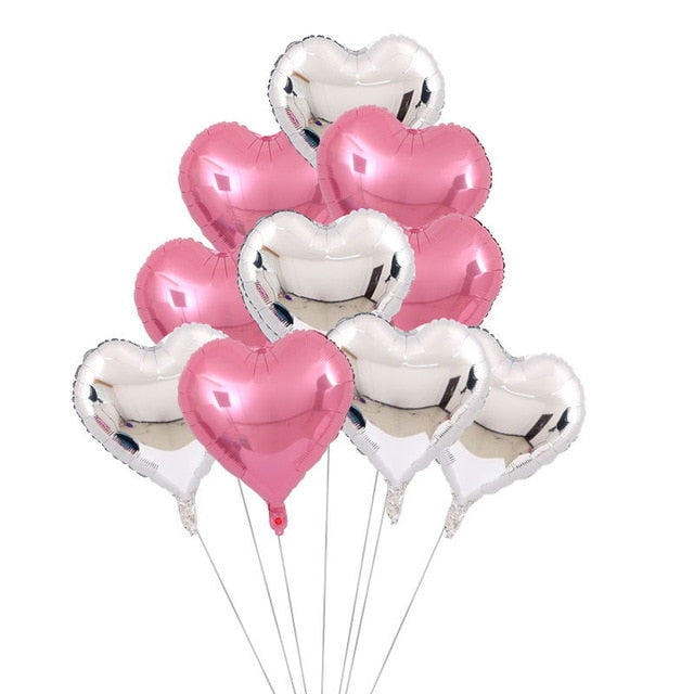 10pcs 18inch Rose Gold Red Pink Love Foil Heart Helium Balloons Wedding Birthday Party Balloons Valentine's Day - Executive-Skincare