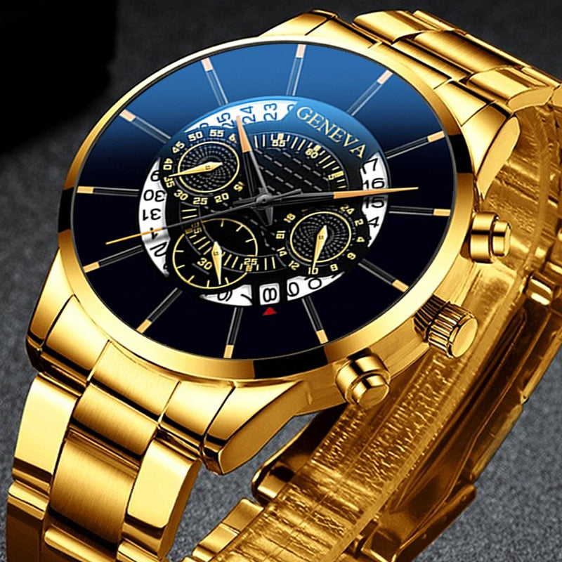 2021 Fashion Mens Watch Quartz Classic Black Wristwatch Steel Belt Luxury Calendar Business Watch Herren Uhren Gifts for Men - Executive-Skincare