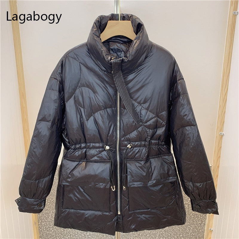 Lagabogy 2022 Winter Coat Women 90%White Duck Down Parka Female Lightweight Batwing Long Sleeve Puffer Jacket Loose Warm Outwear - Executive-Skincare