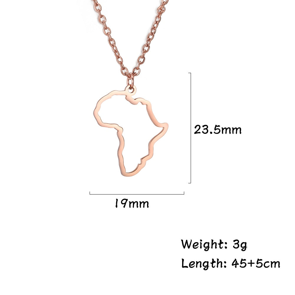 MyShape African Map Pendant Necklaces For Women Men Gold Color South Africa Stainless Steel Necklace Choker African Jewelry Gift - Executive-Skincare