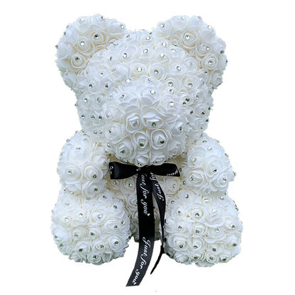 Handmade Teddy Rose Bear Heart Artificial PE Flower Women Valentine&#39;s Day Gifts Wedding Decoration Birthday Party Supplies - Executive-Skincare