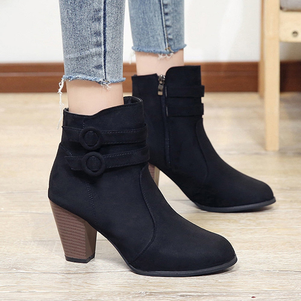 Red Boots Women 2020 Ankle Boots for Women High Heel Autumn Shoes Women Fashion Zipper Boots Size 43 Botas Mujer - Executive-Skincare