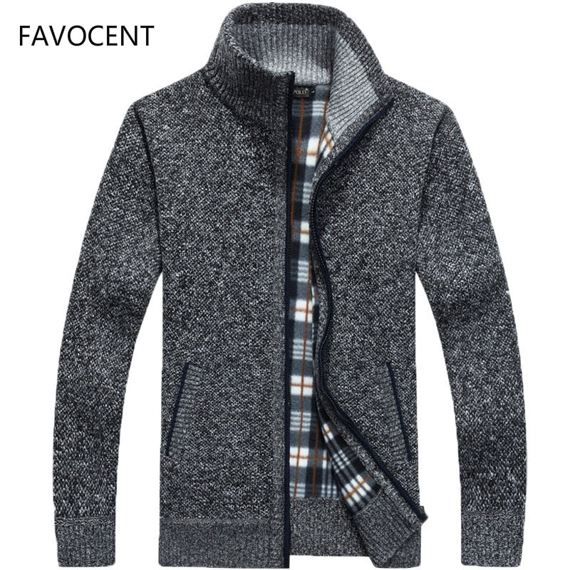 2022 Autumn Winter Men&#39;s Sweater Coat Faux Fur Wool Sweater Jackets Men Zipper Knitted Thick Coat Warm Casual Knitwear Cardigan - Executive-Skincare