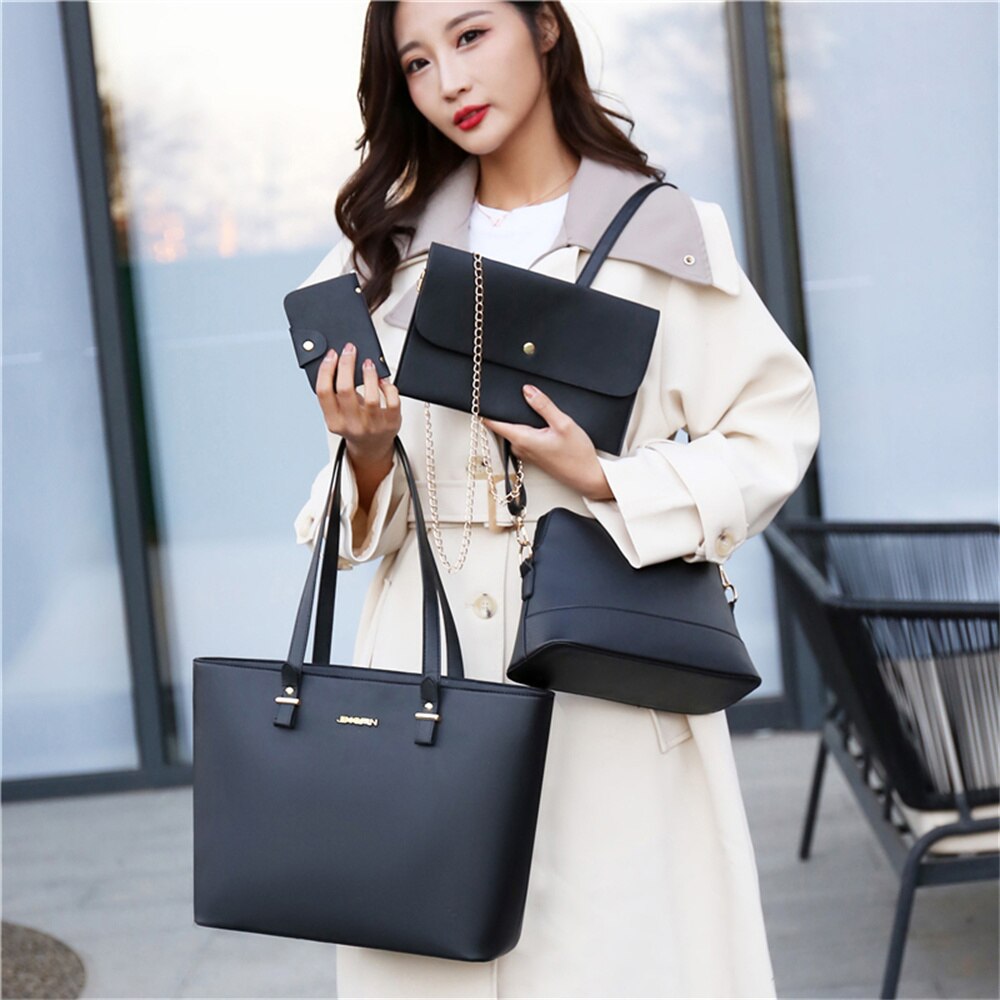 Soild Color Designer High Quality Leather Women&#39;s Composite Bag Multi Function Ladies Handbag 2021 Women Shoulder Messenger Bags - Executive-Skincare