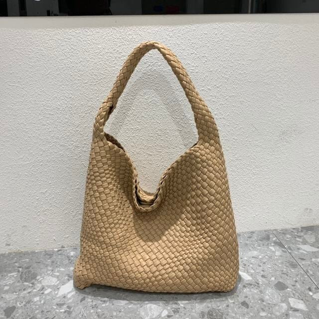 Leather Hobo Bag Handmade Woven Casual Female Handbag Large Capacity Totes Patchwork  Women Shoulder Bags - Executive-Skincare