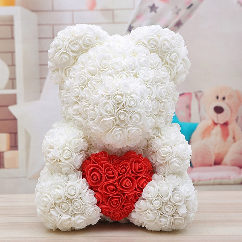 25/40CM Teddy Rose Bear Artificial Flowers Rose Bear for Women Valentines Day Wedding Birthday Christmas Gift Box Home Decor - Executive-Skincare