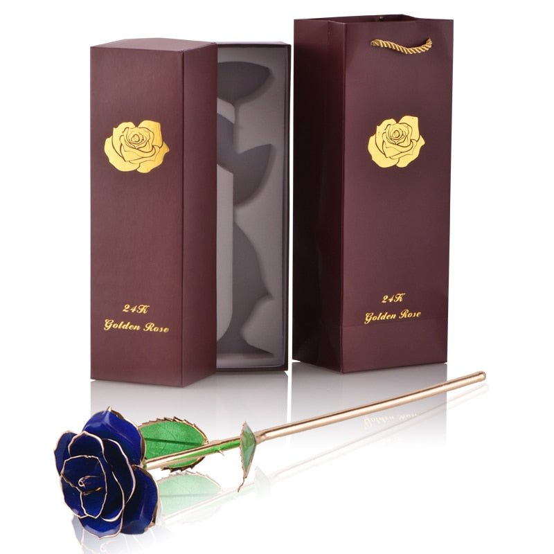 Gifts for Women 24k Gold Dipped Rose with Stand Eternal Flowers Forever Love In Box Girlfriend Wedding Christmas Gifts for Her - Executive-Skincare