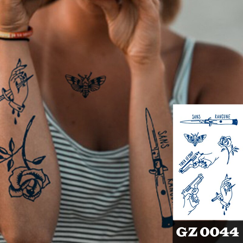 1Pcs Ink Juice Butterfly Text Tattoos Body Art Waterproof Temporary Tattoo Sticker For Men Women - Executive-Skincare