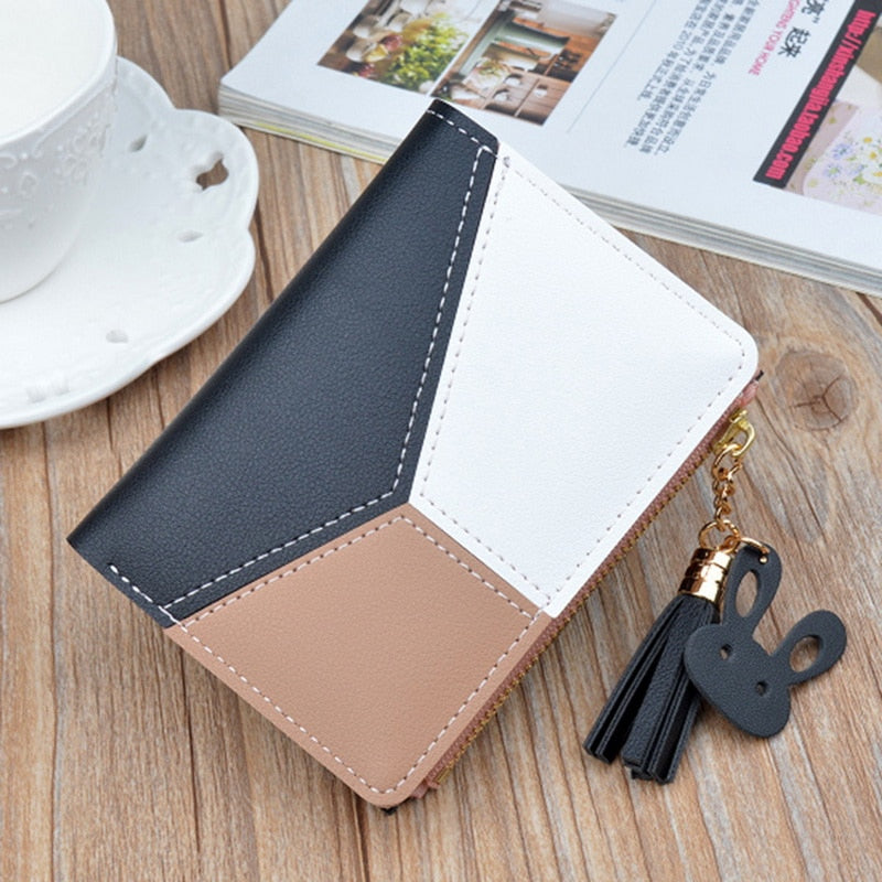 New Women Fashionable Short Zipper Coin Purses Ladies Lovely Clutch Wallet Female Credit Card Holder Girls Pu Leather Wallets - Executive-Skincare