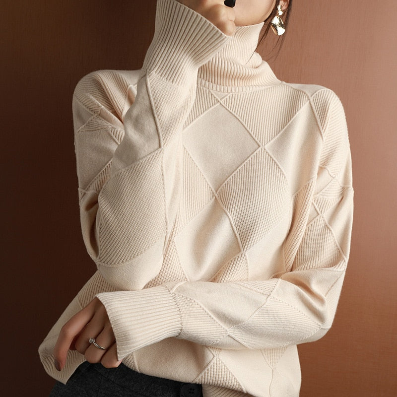 Cashmere sweater women turtleneck sweater turtleneck pullover 100% pure wool  sweater - Executive-Skincare