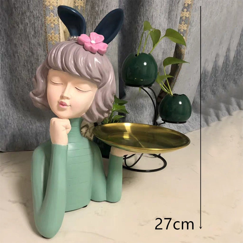 Cute creative Bouquet Girl Ornaments Sculpture Statue gifts Living Room TV cabinet Flower arrangement Modern Home Decoration - Executive-Skincare