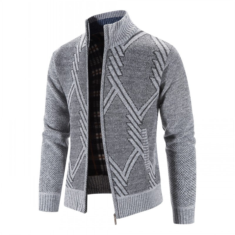 Winter Jackets Men Cardigans Sweatercoats High Quality Male Stand-up Collar Casual Cardigans Slim Fit Warm Sweaters Size 4XL - Executive-Skincare