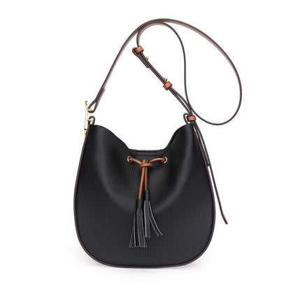 High Quality Soft Real Cowhide Women Handbags Vintage Tassel Genuine Leather Female Shoulder Bags 2021 Ladies Messenger Bags Sac - Executive-Skincare