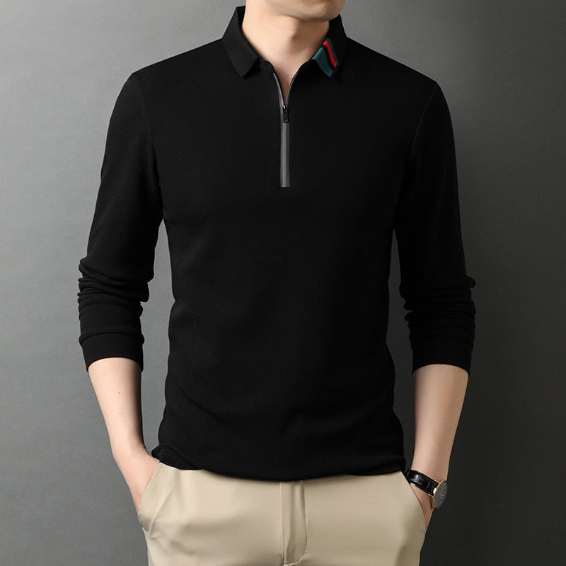 High End 100% Cotton Designer New Fashion Brand Polo Shirt Men 2022 Korean Top Quality Casual Long Sleeve Tops Men Clothes - Executive-Skincare