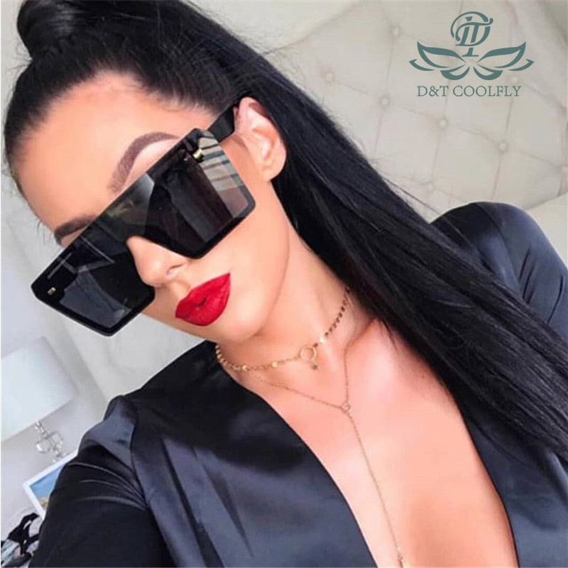 2020 Oversized Square Sunglasses Women Luxury Brand Fashion Flat Top Red Black Clear Lens One Piece Men Gafas Shade Mirror Uv400 - Executive-Skincare