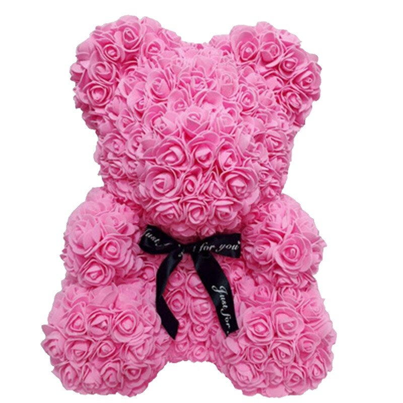 25cm Rose Bear Valentines Day Red Rose Teddy Bear Rose Flower Artificial Decoration Christmas Gifts Women Valentines Gift - Executive-Skincare