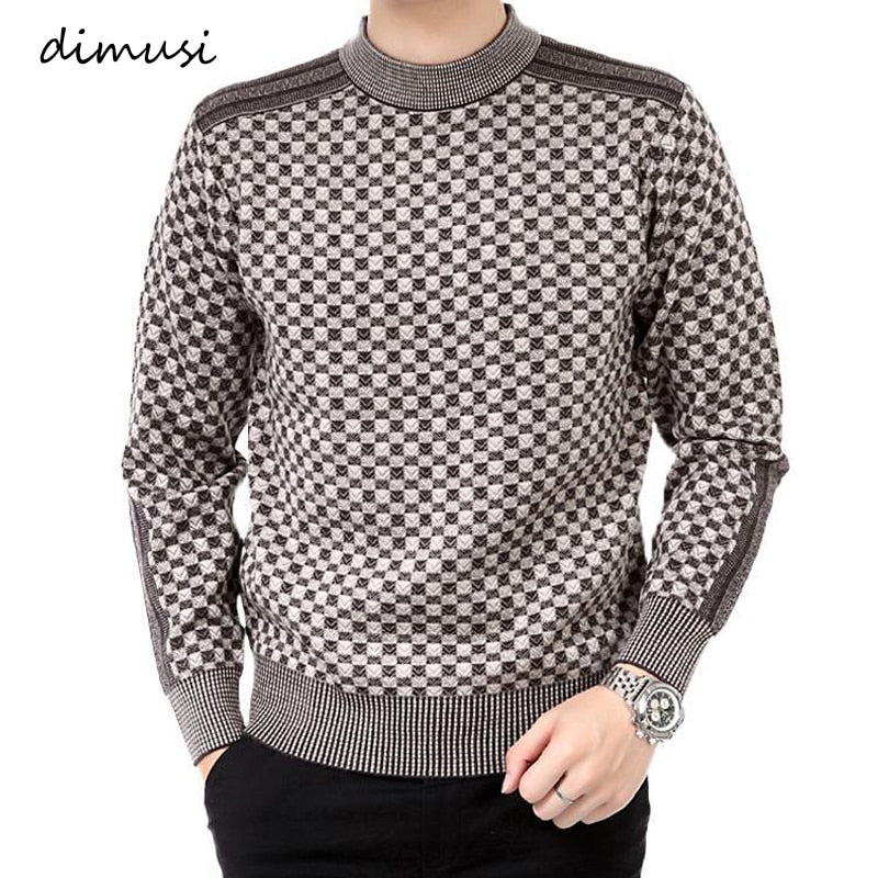 DIMUSI Autumn Winter Mens Sweater Casual Thick Warm Cashmere Turtleneck Pullover Men Slim Fit Classic Sweaters Knitwear Clothing - Executive-Skincare