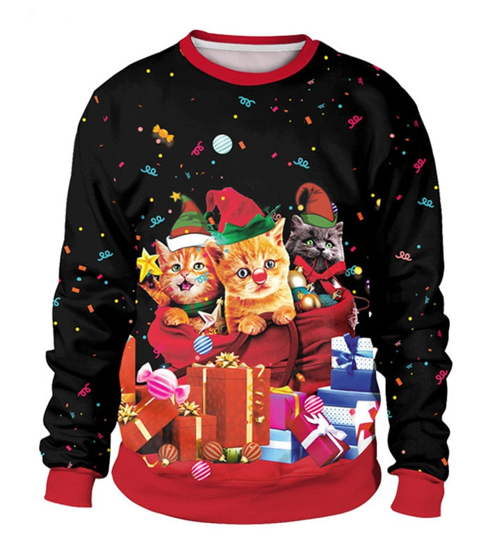 Unisex 2021 Ugly Christmas Sweater For Holidays Santa Elf Christmas Funny Fake Hair Sweater Autumn Winter Blouses Clothing - Executive-Skincare