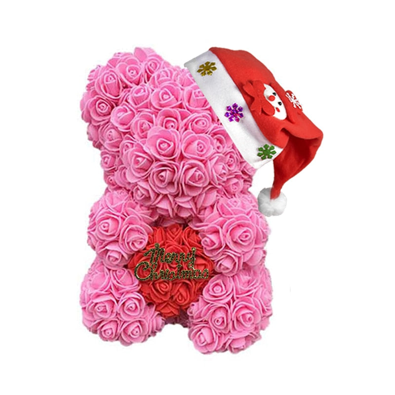 Christmas Gift for Kids&amp;women Artificial PE Rose Teddy Bear of Roses with Crown Valentine&#39;s Day Wedding Love Xmas Gifts for Girl - Executive-Skincare