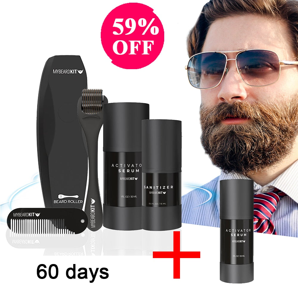 Beard Growth Kit For Men Organic Beard Oil For Facial Hair With Comb Moustache Care Set 2021 Hot Gift Man Dad Boyfriend Husband - Executive-Skincare