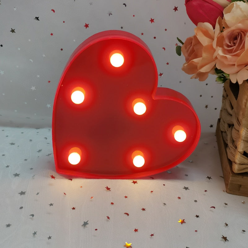 Love Heart LED Letter Lamp Wedding Romantic Red Pink Night Light Ornament Birthday Christmas Home Decoration Valentines Day Gift - Executive-Skincare