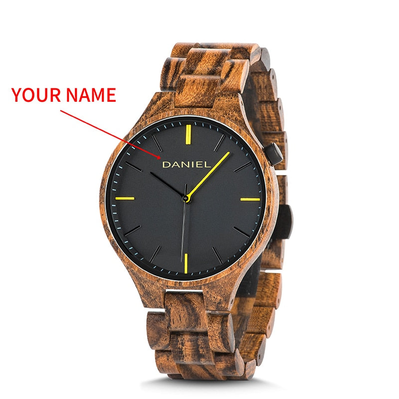 Cuatomize Name BOBO BIRD Wood Watch Men Top Luxury Brand Wristwatches Male Clock in Wooden Gift box Marriage anniversary gift - Executive-Skincare