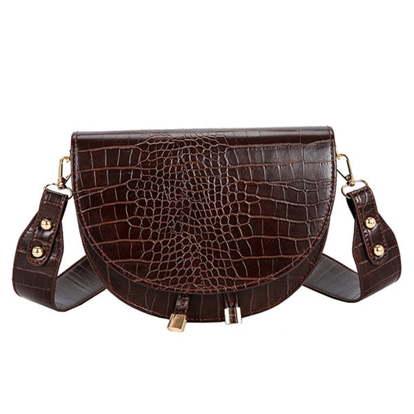 Gusure Luxury Crocodile Pattern Crossbody Bags for Women Half Round Messenger PU Leather Handbags Shoulder Sac Main Femme - Executive-Skincare