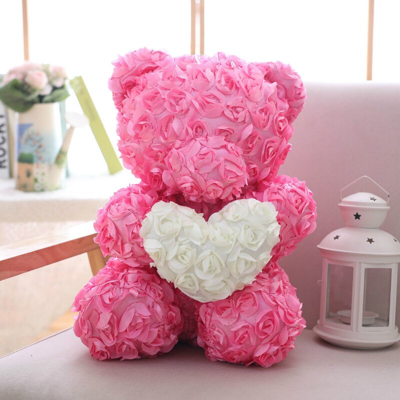 40cm Beautiful Rose Bear Plush Toys Women Valentine&#39;s Day Gift Soap Foam Artificial Plush Teddy Bear Doll Girlfriend Xmas Gift - Executive-Skincare