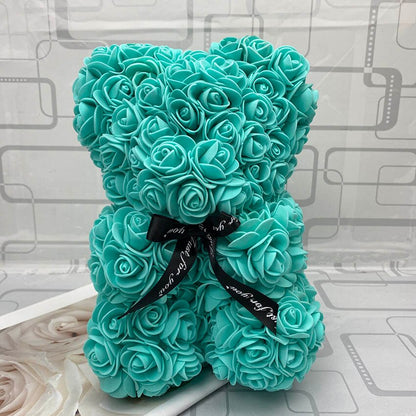 25 cm high roses bear Valentine&#39;s Day teddy bears 14 colors Holiday High-grade DIY gifts Christmas gift wedding decoration - Executive-Skincare