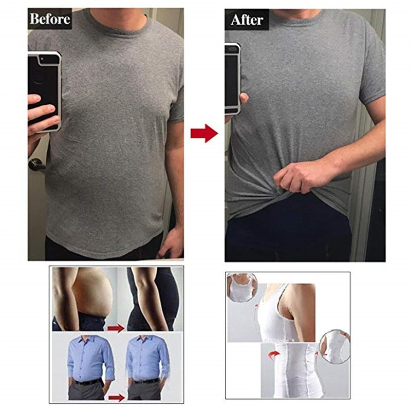 Slimming Vest Men&#39;s Slimming Underwear Body Shaper Waist Cincher Corset Men Shaper Vest Body Slimming Tummy Belly Body Shapewear - Executive Quality Store