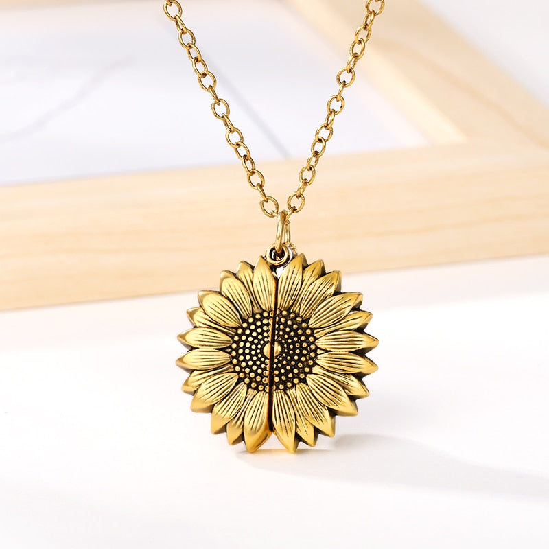 You Are My Sunshine Necklaces For Women Men Lover Gold Color Sunflower Necklace Pendant Jewelry Birthday Gift For Girlfriend Mom - Executive-Skincare