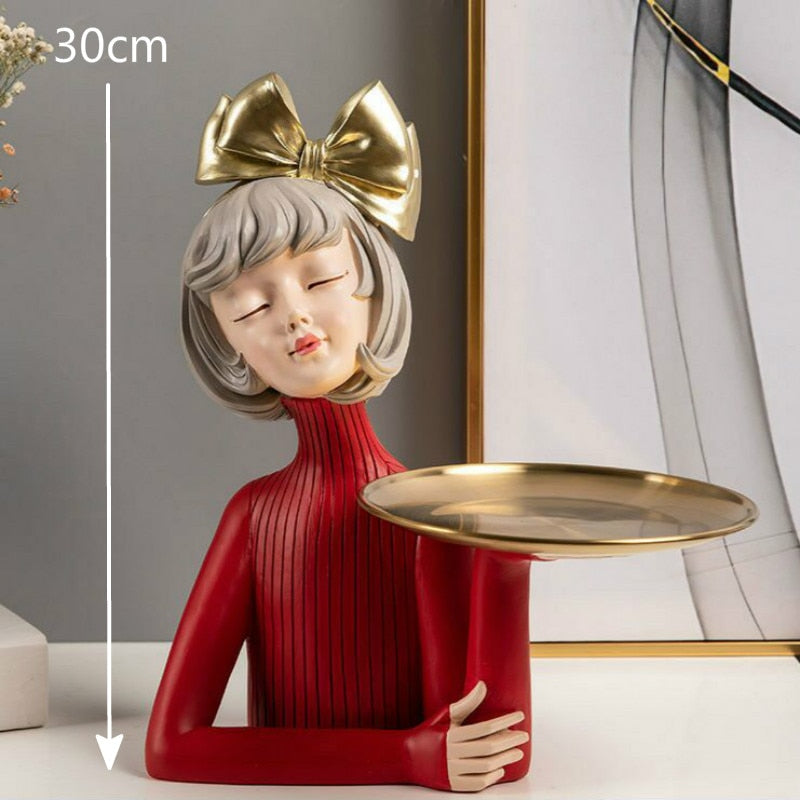 Cute creative Bouquet Girl Ornaments Sculpture Statue gifts Living Room TV cabinet Flower arrangement Modern Home Decoration - Executive-Skincare